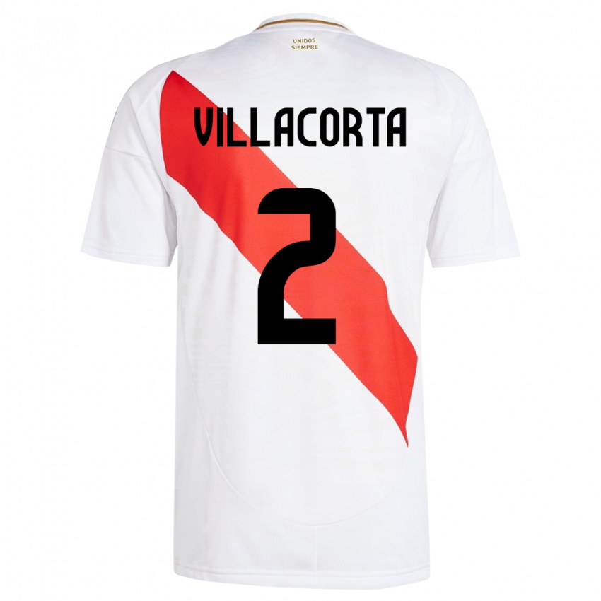 Kobiety Peru Anderson Villacorta #2 Biały Domowa Koszulka 24-26 Koszulki Klubowe