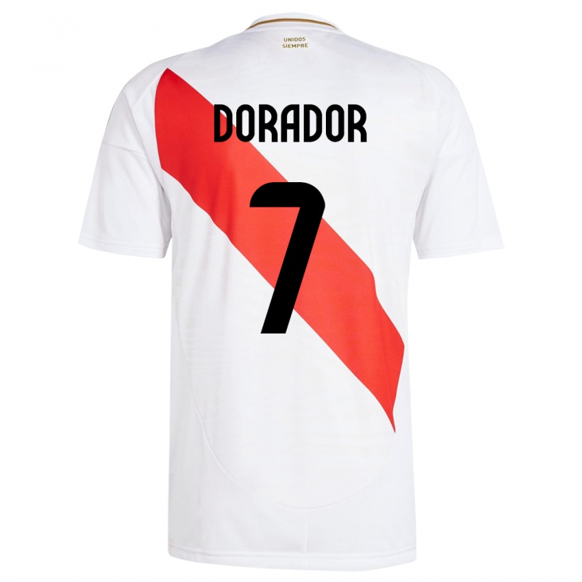 Kobiety Peru Sandy Dorador #7 Biały Domowa Koszulka 24-26 Koszulki Klubowe