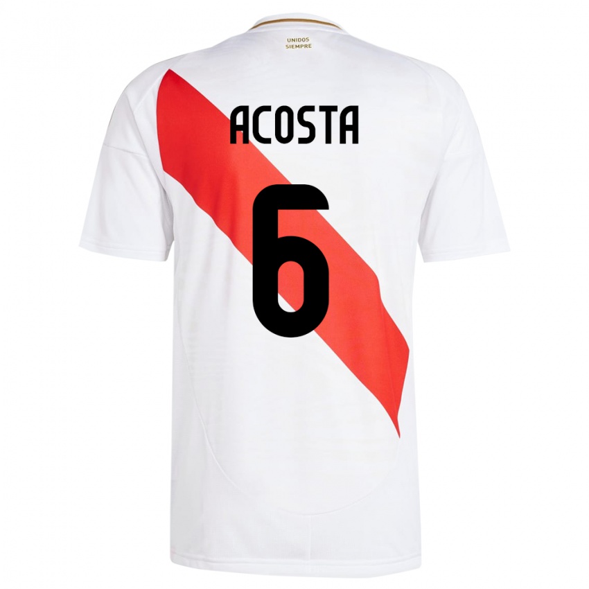 Kobiety Peru Ruby Acosta #6 Biały Domowa Koszulka 24-26 Koszulki Klubowe