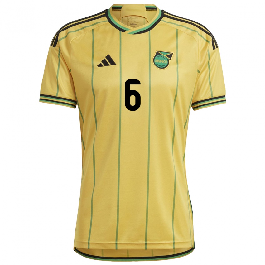 Kobiety Jamajka Ronaldo Barrett #6 Żółty Domowa Koszulka 24-26 Koszulki Klubowe