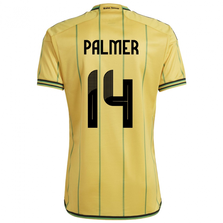 Kobiety Jamajka Kasey Palmer #14 Żółty Domowa Koszulka 24-26 Koszulki Klubowe