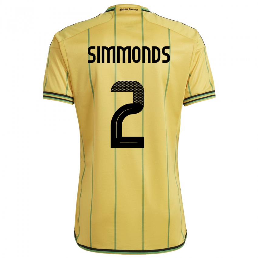 Kobiety Jamajka Nicholas Simmonds #2 Żółty Domowa Koszulka 24-26 Koszulki Klubowe