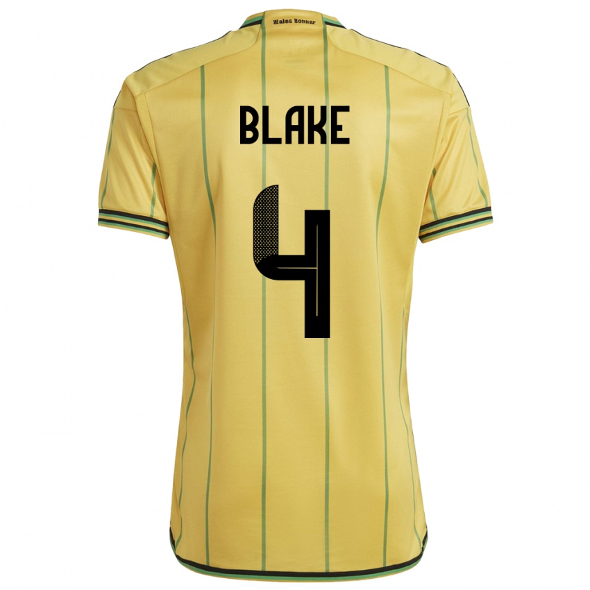 Kobiety Jamajka Romain Blake #4 Żółty Domowa Koszulka 24-26 Koszulki Klubowe