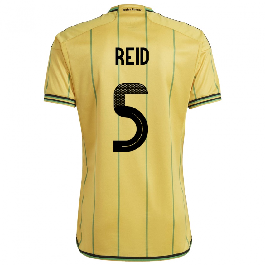 Kobiety Jamajka Adrian Reid #5 Żółty Domowa Koszulka 24-26 Koszulki Klubowe