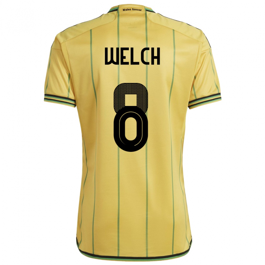 Kobiety Jamajka Makai Welch #8 Żółty Domowa Koszulka 24-26 Koszulki Klubowe