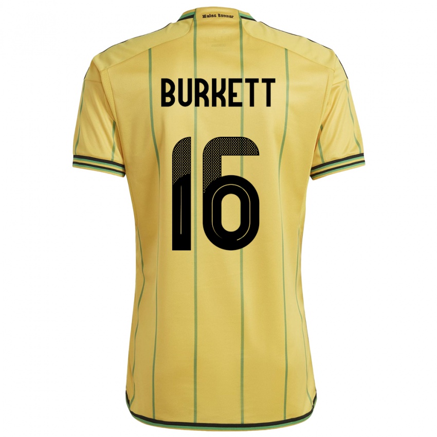 Kobiety Jamajka Brian Burkett #16 Żółty Domowa Koszulka 24-26 Koszulki Klubowe