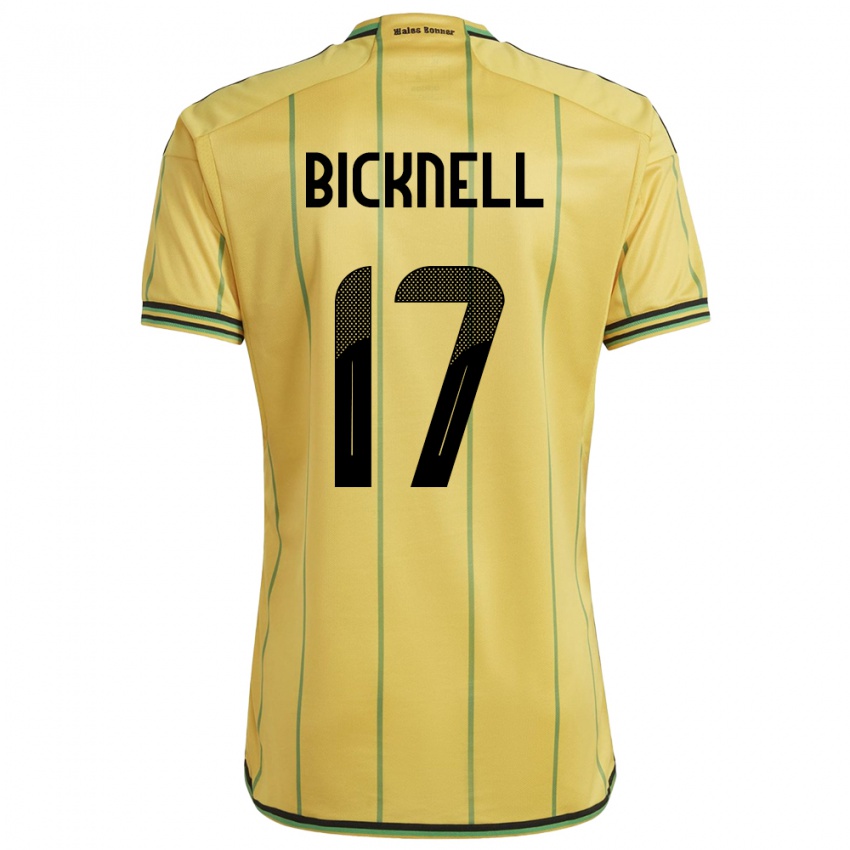 Kobiety Jamajka Alexander Bicknell #17 Żółty Domowa Koszulka 24-26 Koszulki Klubowe