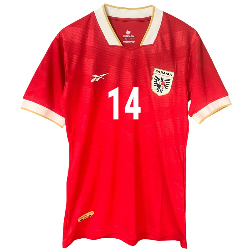Kobiety Panama Juan Jiménez #14 Czerwony Domowa Koszulka 24-26 Koszulki Klubowe