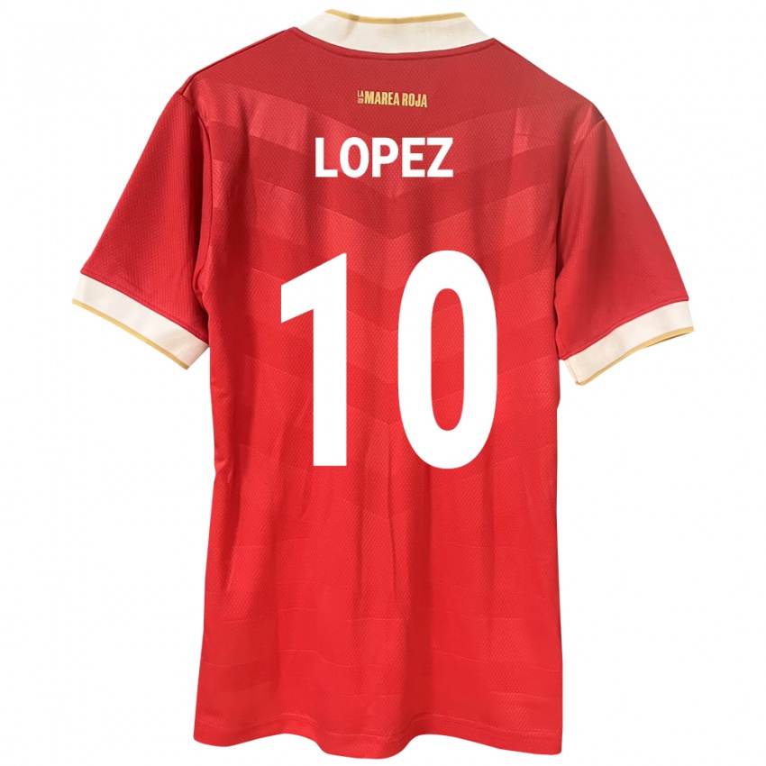 Kobiety Panama Ovidio Lopez #10 Czerwony Domowa Koszulka 24-26 Koszulki Klubowe