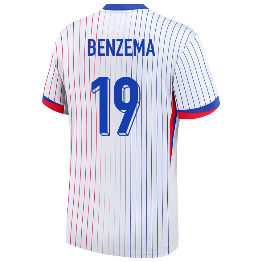 Kobiety Francja Karim Benzema #19 Biały Wyjazdowa Koszulka 24-26 Koszulki Klubowe