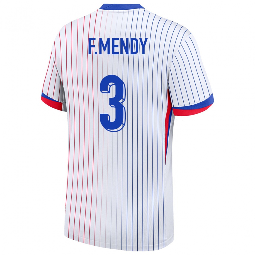Kobiety Francja Ferland Mendy #3 Biały Wyjazdowa Koszulka 24-26 Koszulki Klubowe