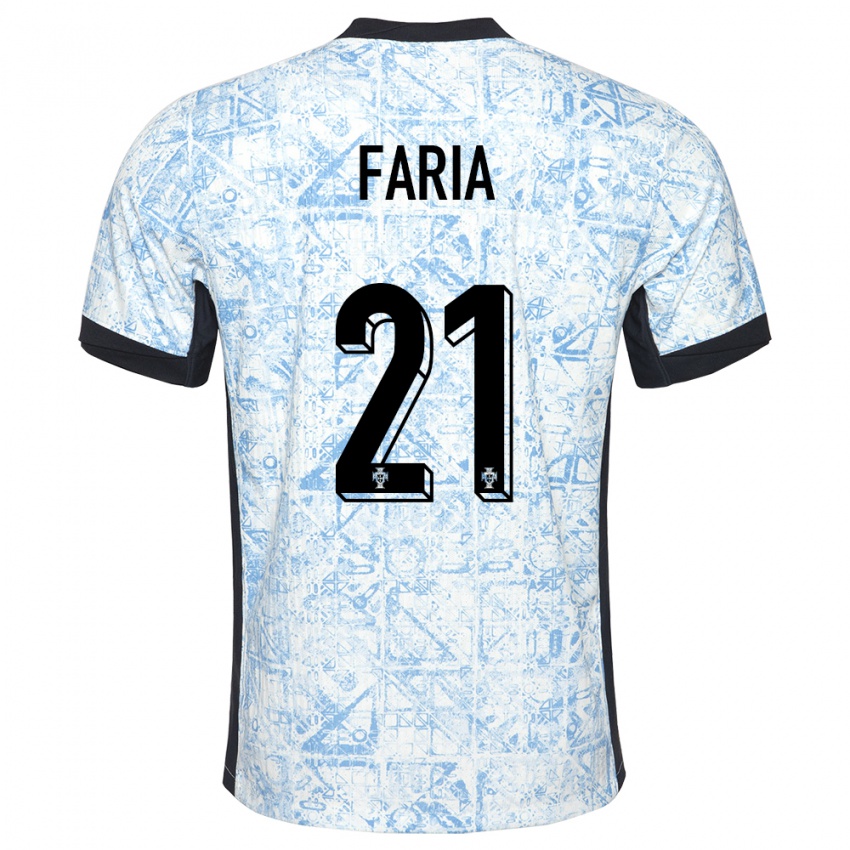 Kobiety Portugalia Andreia Faria #21 Kremowy Niebieski Wyjazdowa Koszulka 24-26 Koszulki Klubowe
