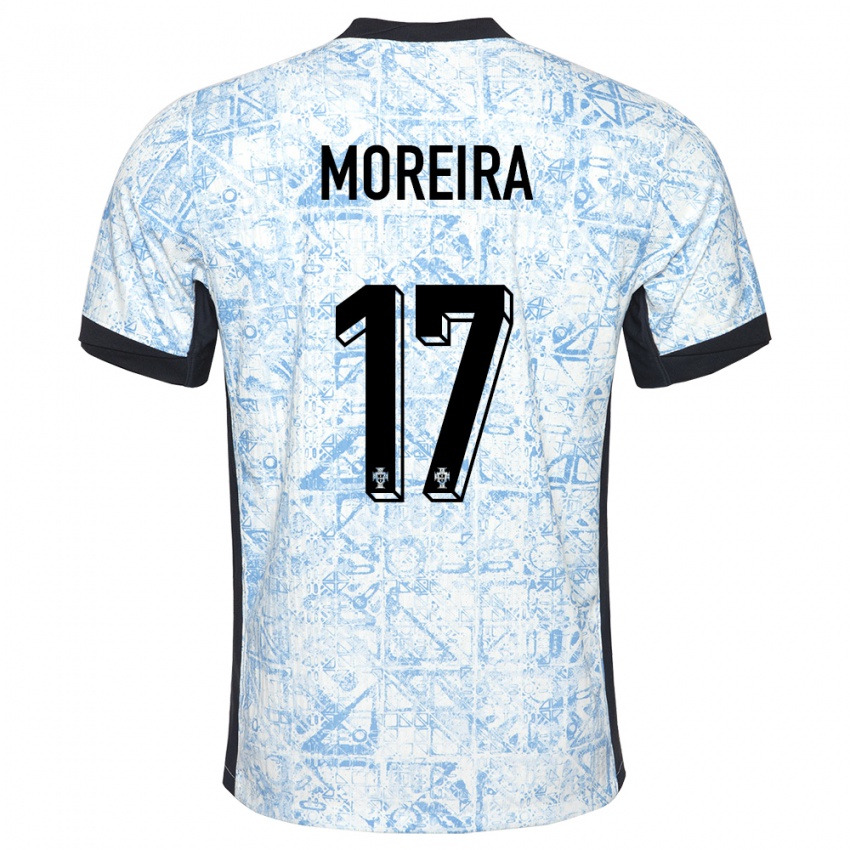 Kobiety Portugalia Afonso Moreira #17 Kremowy Niebieski Wyjazdowa Koszulka 24-26 Koszulki Klubowe