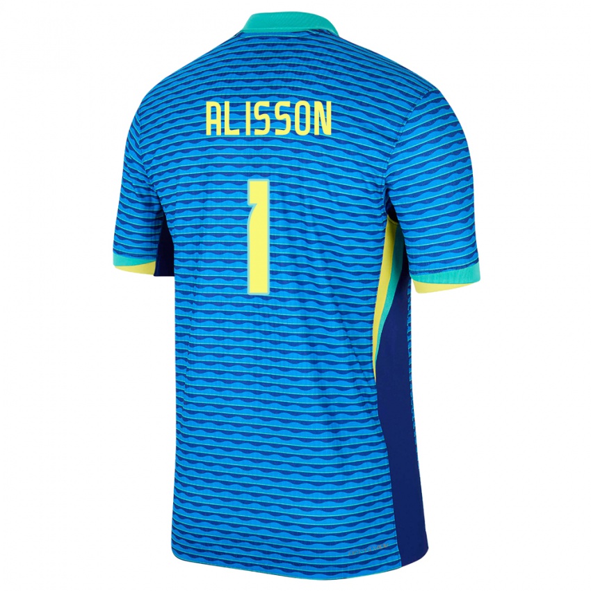Kobiety Brazylia Alisson #1 Niebieski Wyjazdowa Koszulka 24-26 Koszulki Klubowe