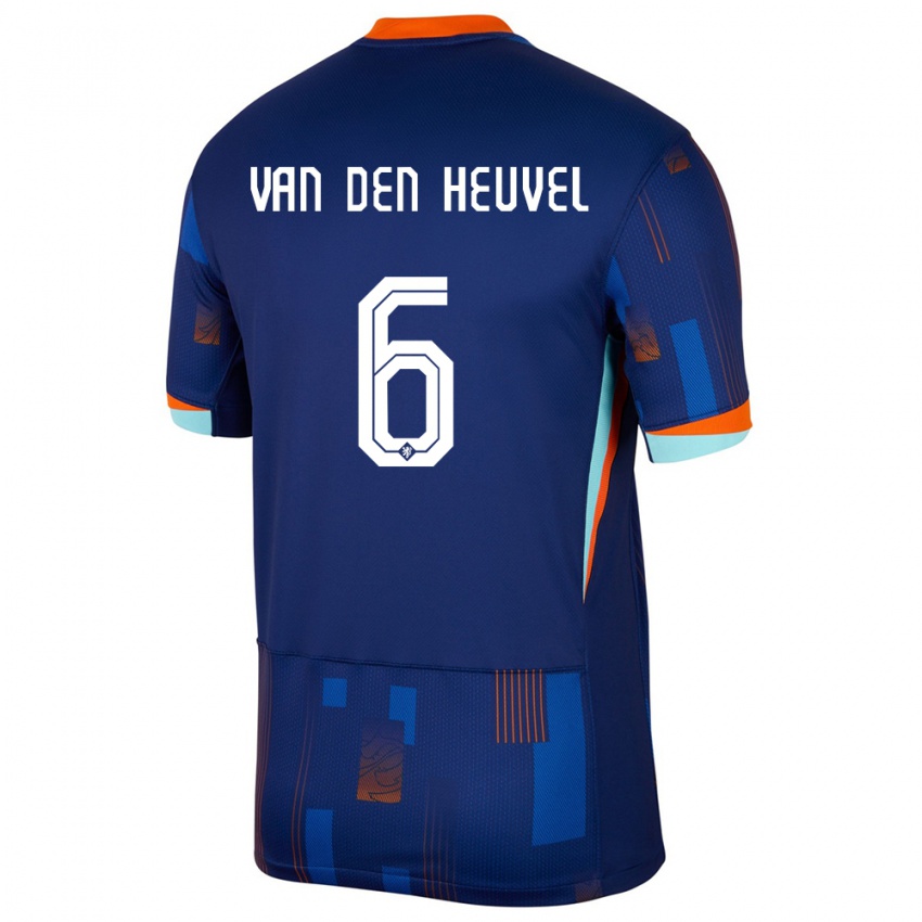 Kobiety Holandia Tim Van Den Heuvel #6 Niebieski Wyjazdowa Koszulka 24-26 Koszulki Klubowe