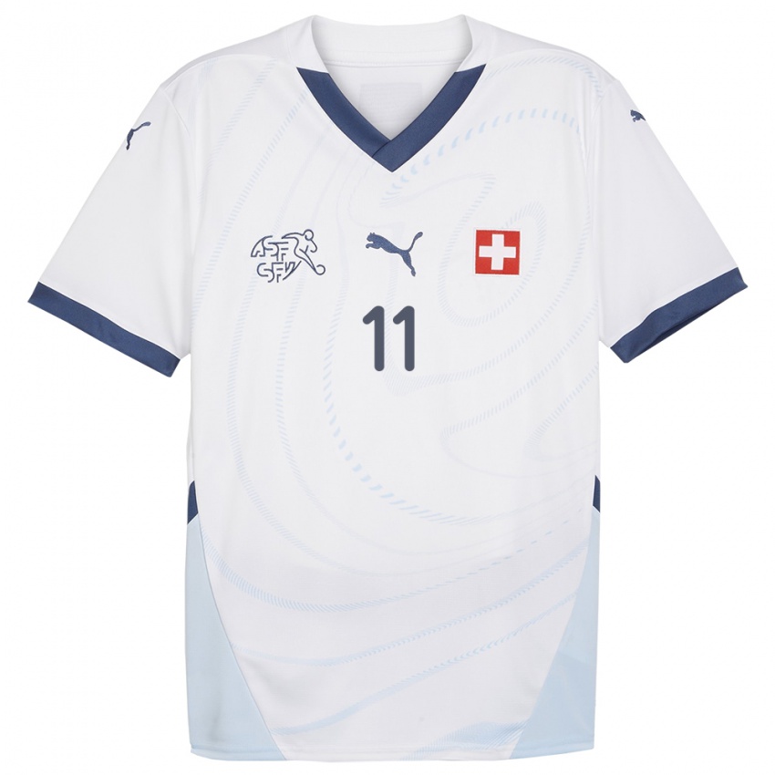 Kobiety Szwajcaria Andrin Hunziker #11 Biały Wyjazdowa Koszulka 24-26 Koszulki Klubowe