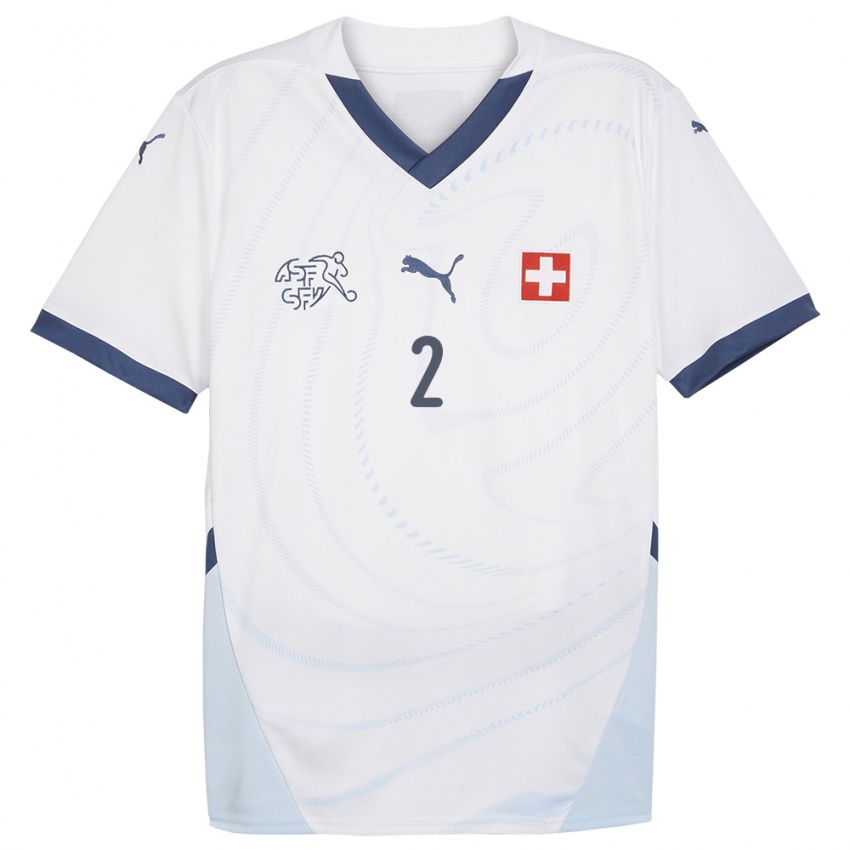 Kobiety Szwajcaria Julia Stierli #2 Biały Wyjazdowa Koszulka 24-26 Koszulki Klubowe