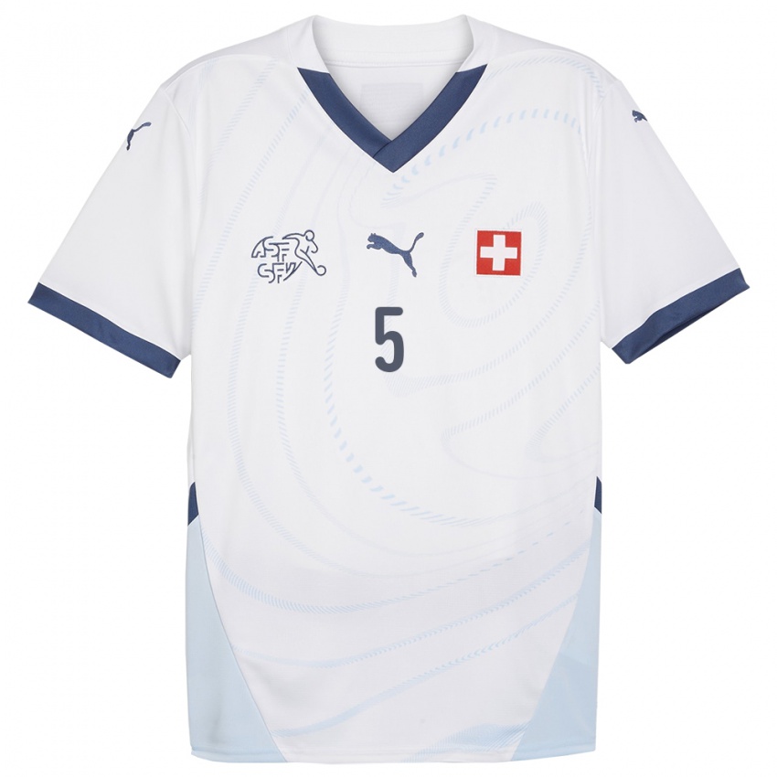 Kobiety Szwajcaria Albian Hajdari #5 Biały Wyjazdowa Koszulka 24-26 Koszulki Klubowe