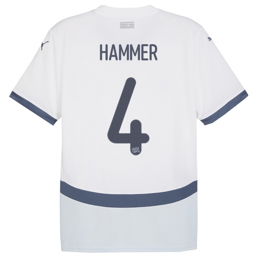 Kobiety Szwajcaria Pascal Hammer #4 Biały Wyjazdowa Koszulka 24-26 Koszulki Klubowe