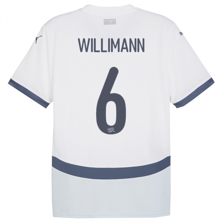Kobiety Szwajcaria Mauricio Willimann #6 Biały Wyjazdowa Koszulka 24-26 Koszulki Klubowe