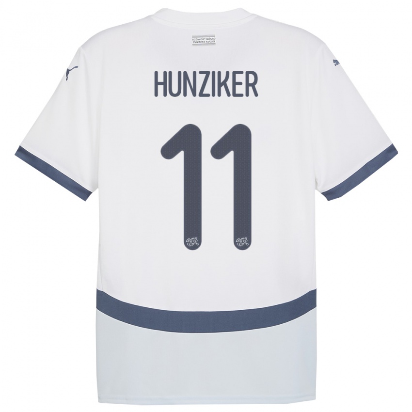 Kobiety Szwajcaria Andrin Hunziker #11 Biały Wyjazdowa Koszulka 24-26 Koszulki Klubowe