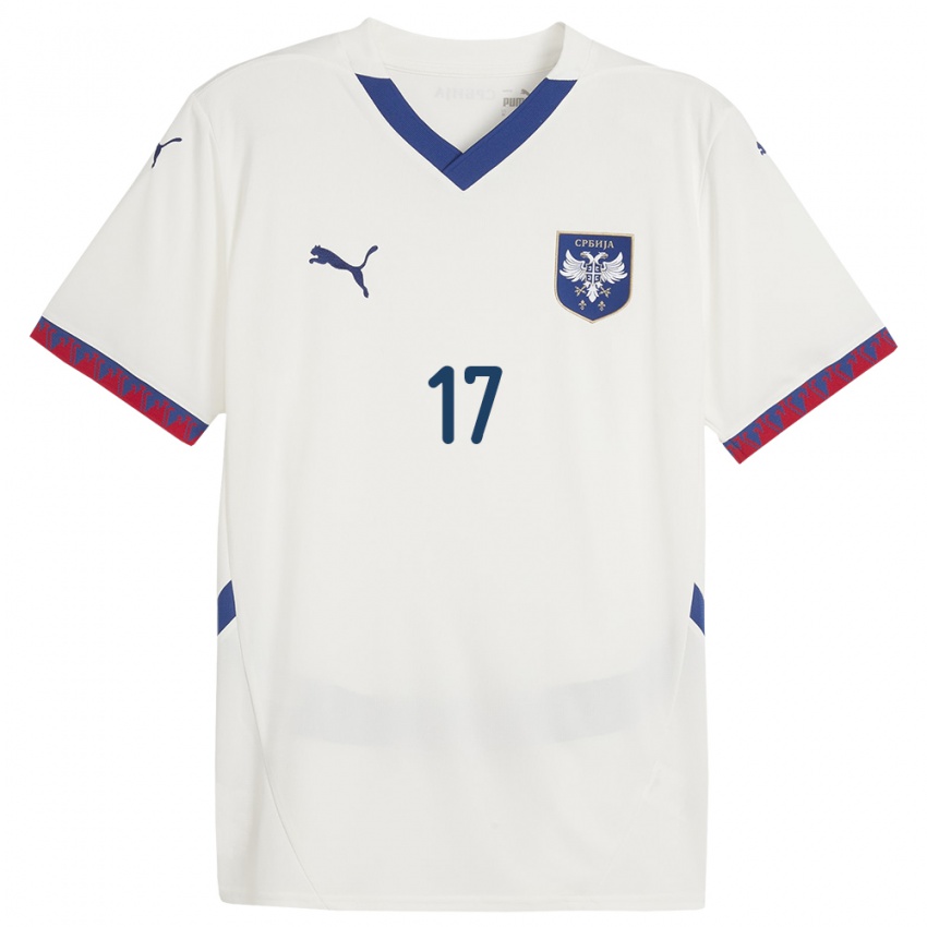 Kobiety Serbia Allegra Poljak #17 Biały Wyjazdowa Koszulka 24-26 Koszulki Klubowe