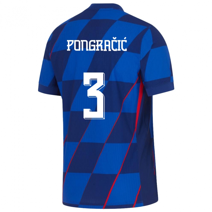 Kobiety Chorwacja Marin Pongracic #3 Niebieski Wyjazdowa Koszulka 24-26 Koszulki Klubowe