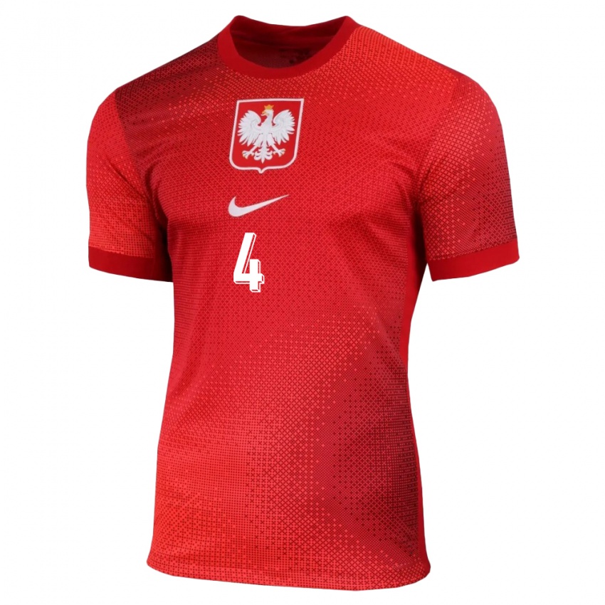 Kobiety Polska Igor Orlikowski #4 Czerwony Wyjazdowa Koszulka 24-26 Koszulki Klubowe