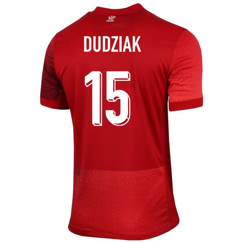 Kobiety Polska Aleksandra Dudziak #15 Czerwony Wyjazdowa Koszulka 24-26 Koszulki Klubowe