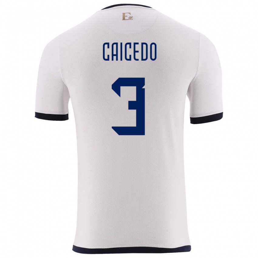 Kobiety Ecuador Jessy Caicedo #3 Biały Wyjazdowa Koszulka 24-26 Koszulki Klubowe