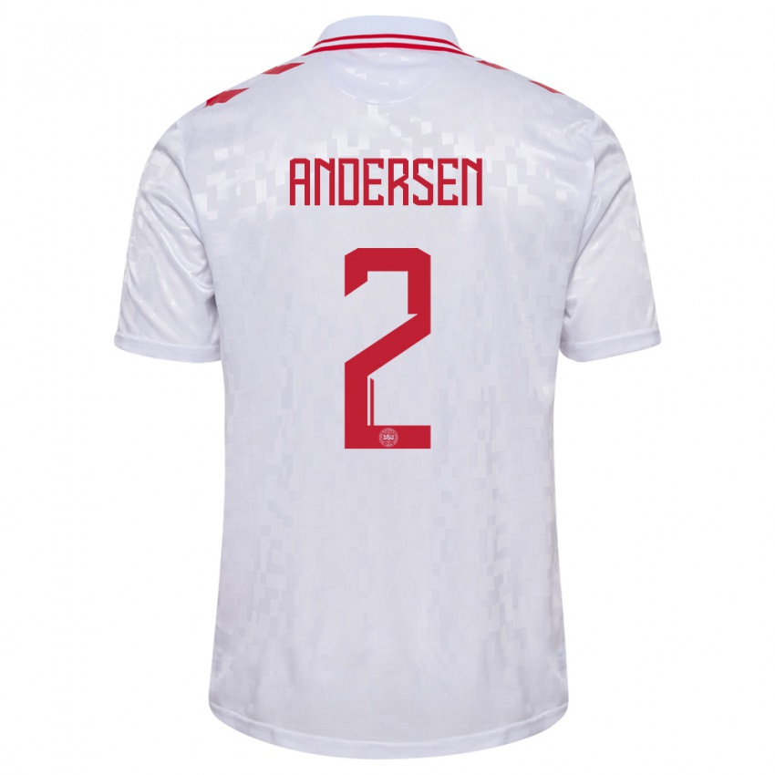 Kobiety Dania Joachim Andersen #2 Biały Wyjazdowa Koszulka 24-26 Koszulki Klubowe