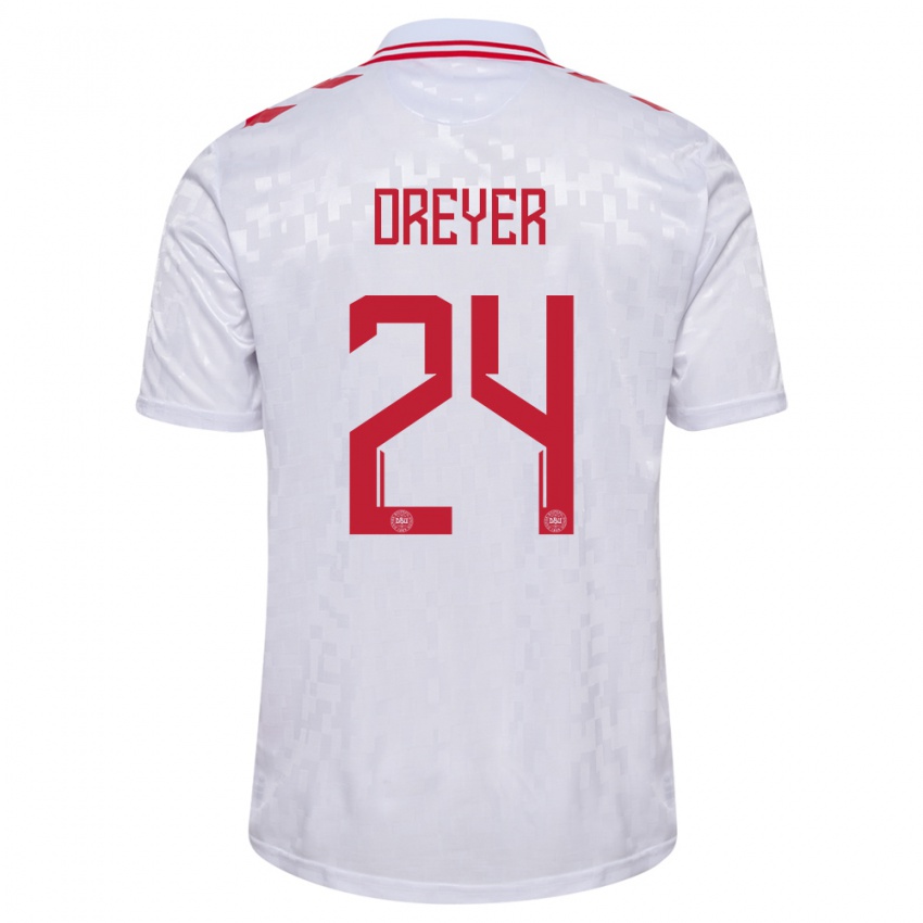 Kobiety Dania Anders Dreyer #24 Biały Wyjazdowa Koszulka 24-26 Koszulki Klubowe