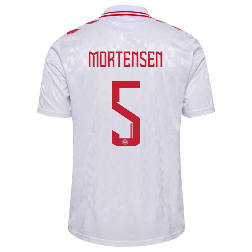Kobiety Dania Gustav Mortensen #5 Biały Wyjazdowa Koszulka 24-26 Koszulki Klubowe