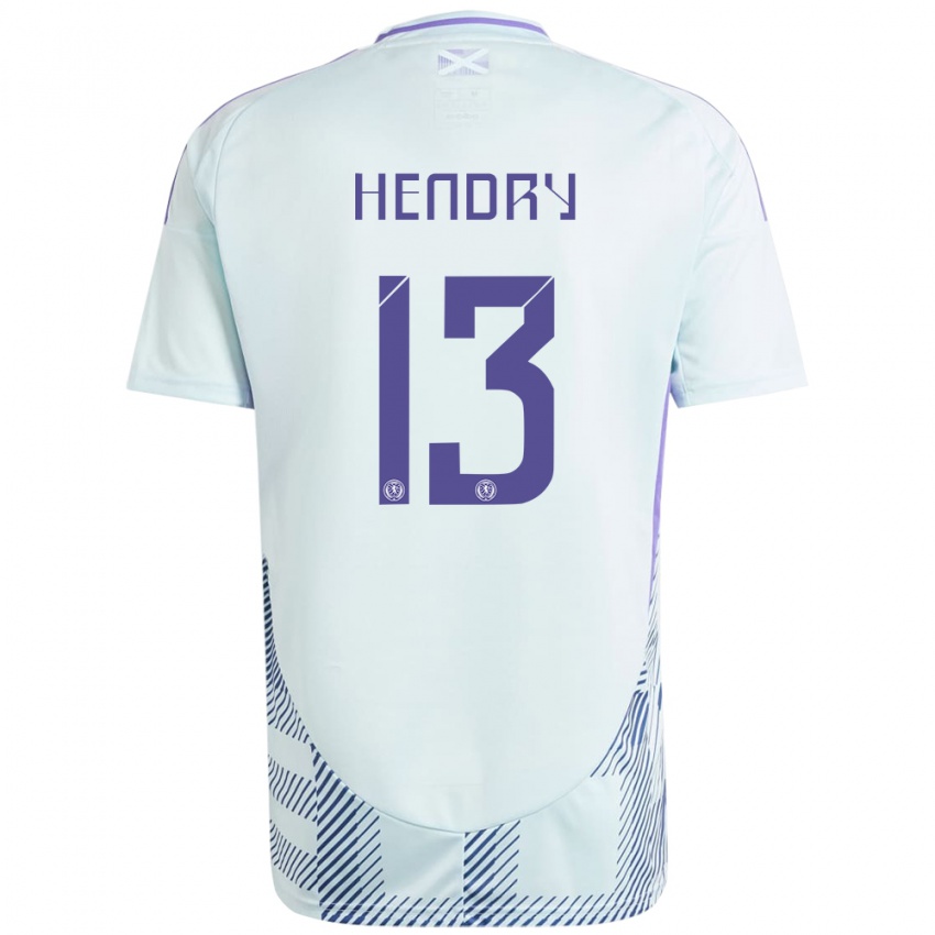 Kobiety Szkocja Jack Hendry #13 Jasno-Miętowy Błękit Wyjazdowa Koszulka 24-26 Koszulki Klubowe