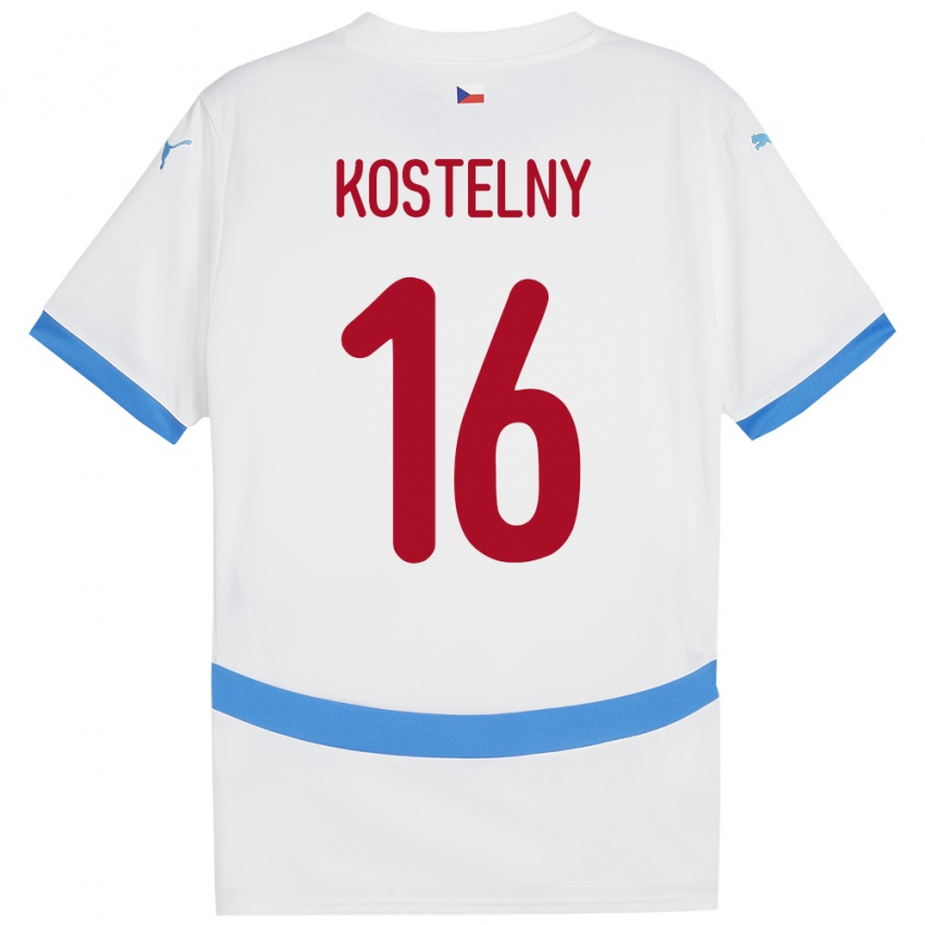 Kobiety Czechy Krystof Kostelny #16 Biały Wyjazdowa Koszulka 24-26 Koszulki Klubowe