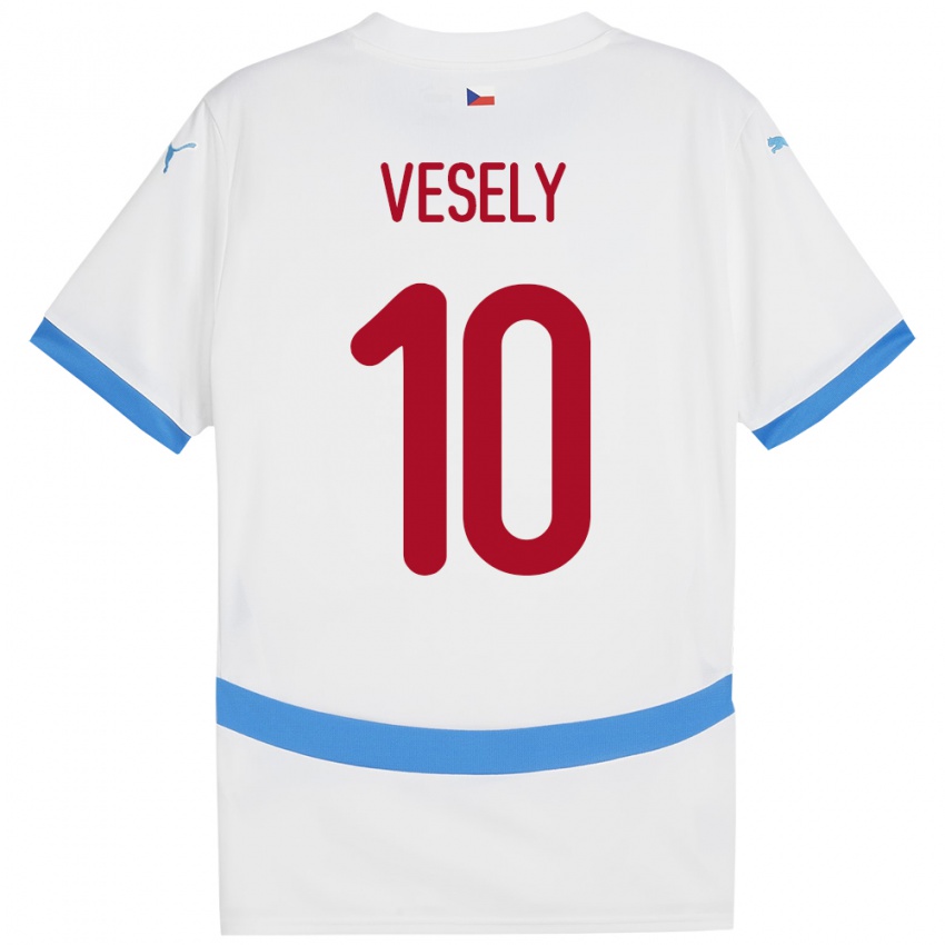 Kobiety Czechy David Vesely #10 Biały Wyjazdowa Koszulka 24-26 Koszulki Klubowe