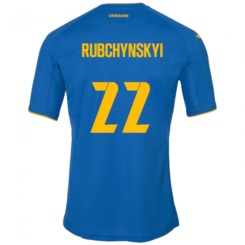 Kobiety Ukraina Valentyn Rubchynskyi #22 Niebieski Wyjazdowa Koszulka 24-26 Koszulki Klubowe