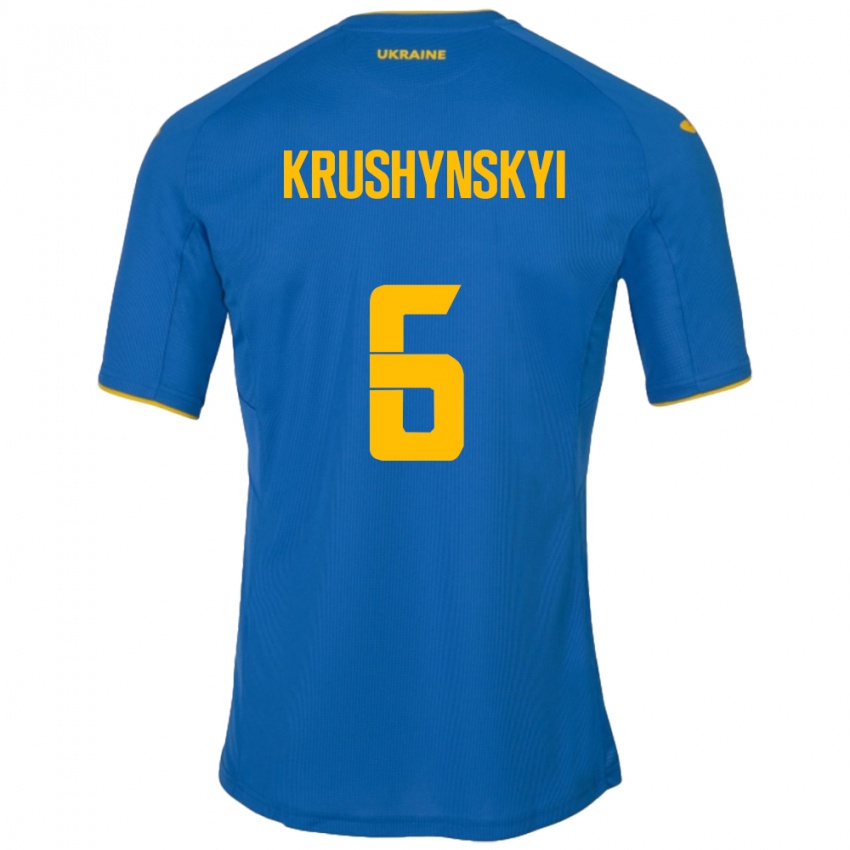 Kobiety Ukraina Borys Krushynskyi #6 Niebieski Wyjazdowa Koszulka 24-26 Koszulki Klubowe