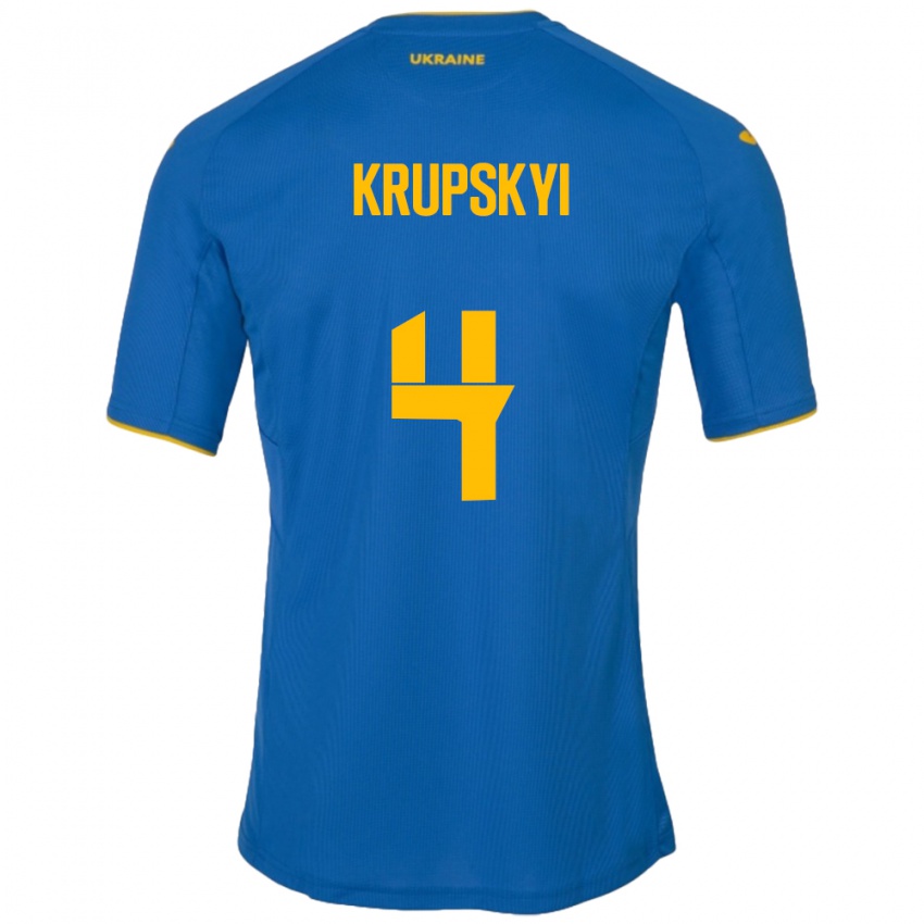 Kobiety Ukraina Ilya Krupskyi #4 Niebieski Wyjazdowa Koszulka 24-26 Koszulki Klubowe