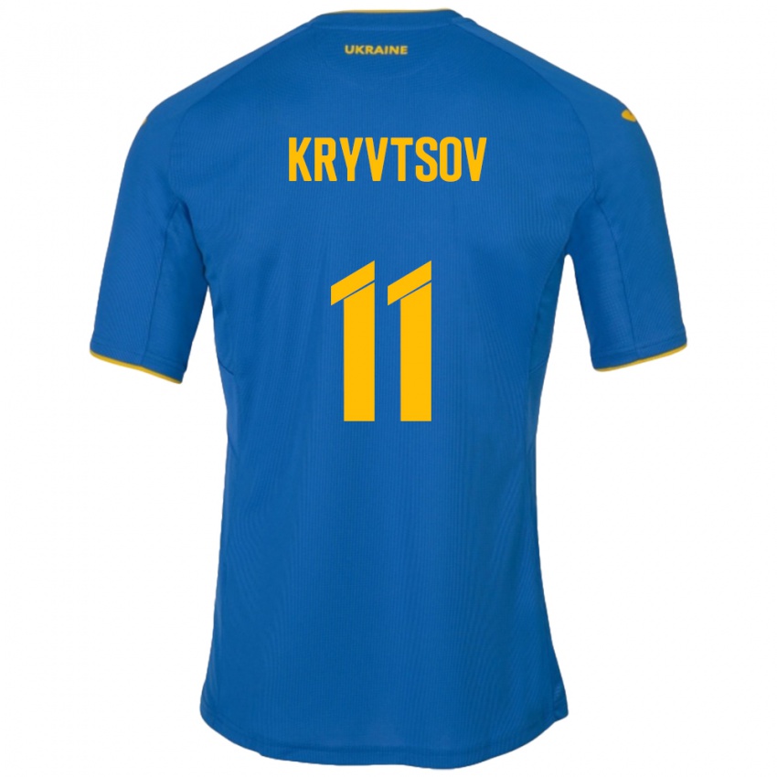 Kobiety Ukraina Nikita Kryvtsov #11 Niebieski Wyjazdowa Koszulka 24-26 Koszulki Klubowe