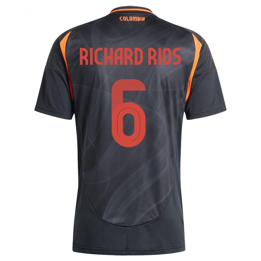 Kobiety Kolumbia Richard Ríos #6 Czarny Wyjazdowa Koszulka 24-26 Koszulki Klubowe