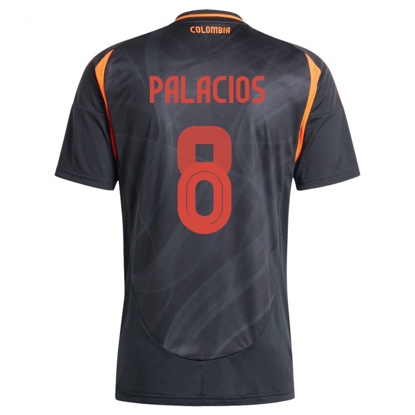 Kobiety Kolumbia Brahian Palacios #8 Czarny Wyjazdowa Koszulka 24-26 Koszulki Klubowe