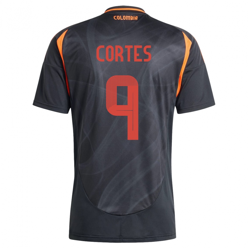 Kobiety Kolumbia Carlos Cortés #9 Czarny Wyjazdowa Koszulka 24-26 Koszulki Klubowe