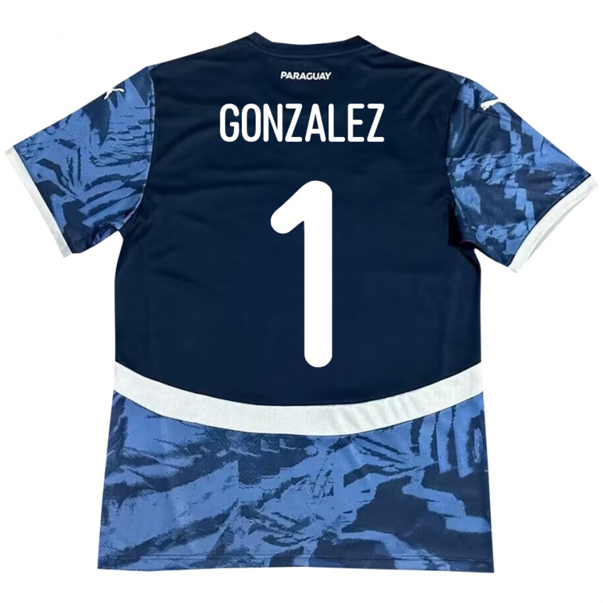 Kobiety Paragwaj Ángel González #1 Niebieski Wyjazdowa Koszulka 24-26 Koszulki Klubowe