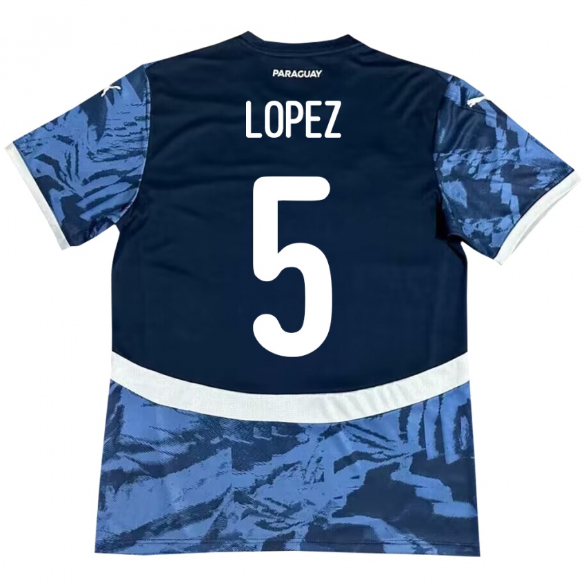 Kobiety Paragwaj Óscar López #5 Niebieski Wyjazdowa Koszulka 24-26 Koszulki Klubowe