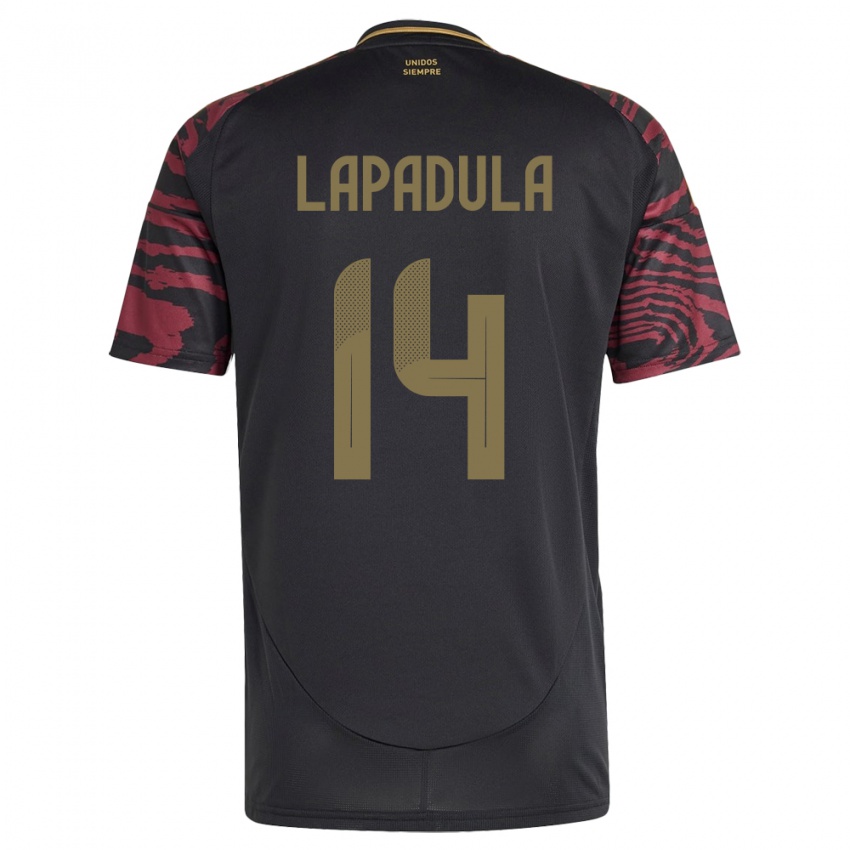 Kobiety Peru Gianluca Lapadula #14 Czarny Wyjazdowa Koszulka 24-26 Koszulki Klubowe