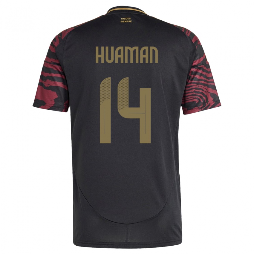 Kobiety Peru Marco Huamán #14 Czarny Wyjazdowa Koszulka 24-26 Koszulki Klubowe