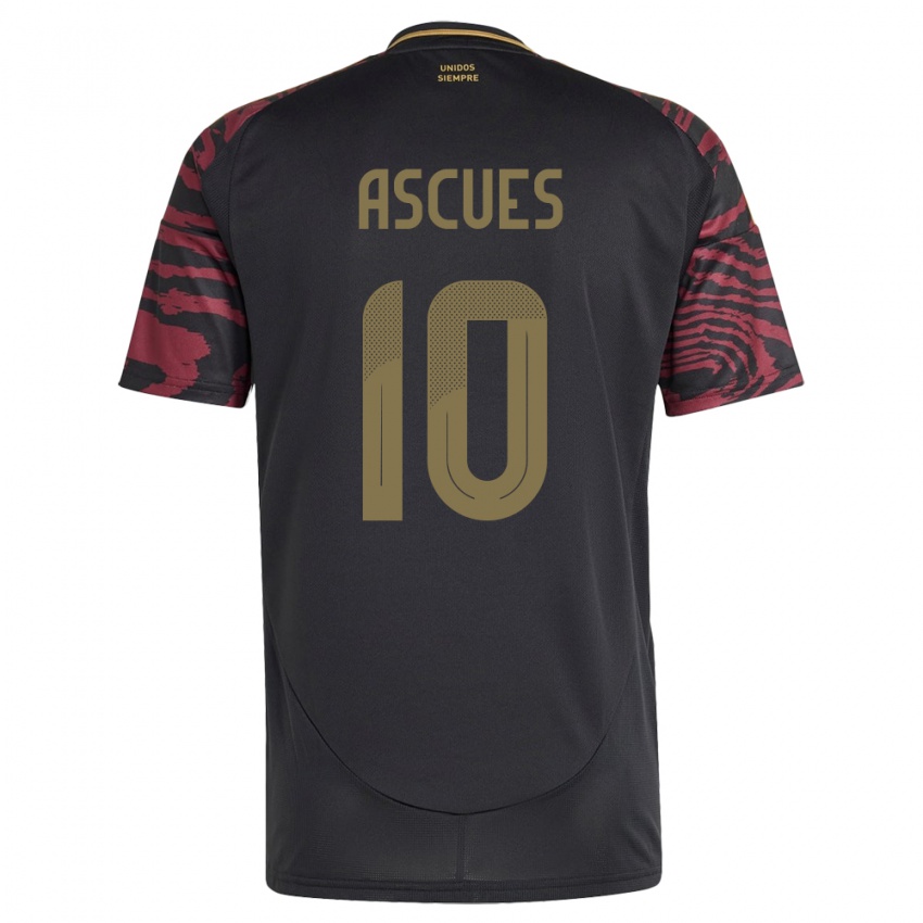 Kobiety Peru Adrián Ascues #10 Czarny Wyjazdowa Koszulka 24-26 Koszulki Klubowe