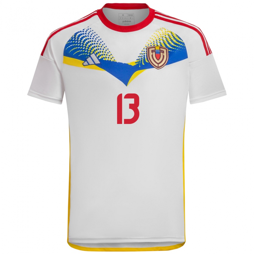 Kobiety Wenezuela Salvador Bolívar #13 Biały Wyjazdowa Koszulka 24-26 Koszulki Klubowe