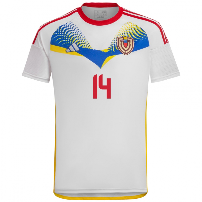 Kobiety Wenezuela Miguel Vegas #14 Biały Wyjazdowa Koszulka 24-26 Koszulki Klubowe